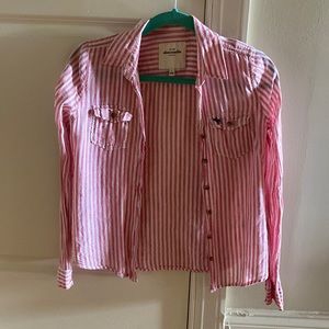 Abercrombie pink striped buttons down, size L